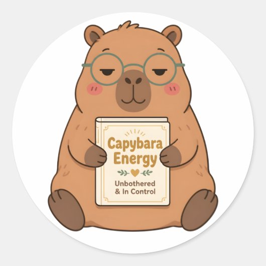 Capybara Energie Onverstoorbaar Bril Sticker (Voorkant)