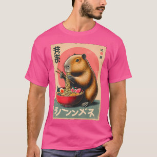 Capybara eten Ramen noedels Japanse kunst Capybar T-shirt