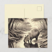 Capybara  Etsen Briefkaart (Voorkant / Achterkant)