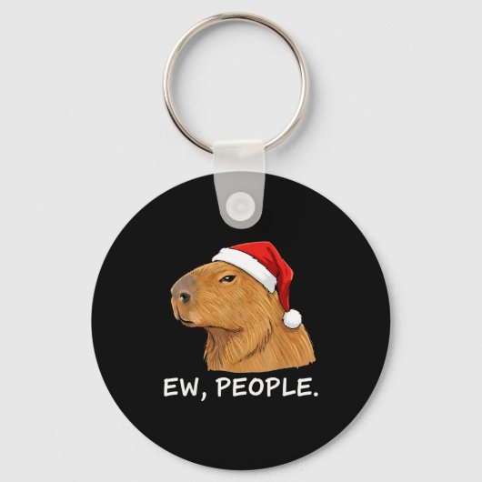 Capybara Ew People Christmas Funny Sarcastic Humor Sleutelhanger (Voorkant)
