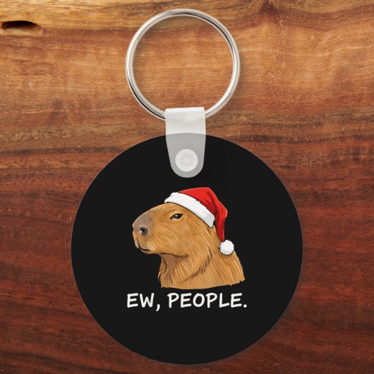 Capybara Ew People Christmas Funny Sarcastic Humor Sleutelhanger (Voorkant)