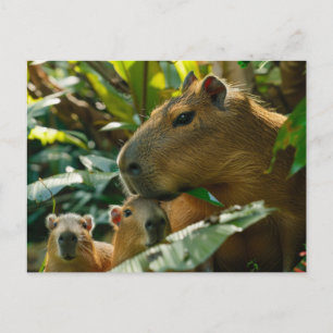 Capybara familie in tropische habitat briefkaart