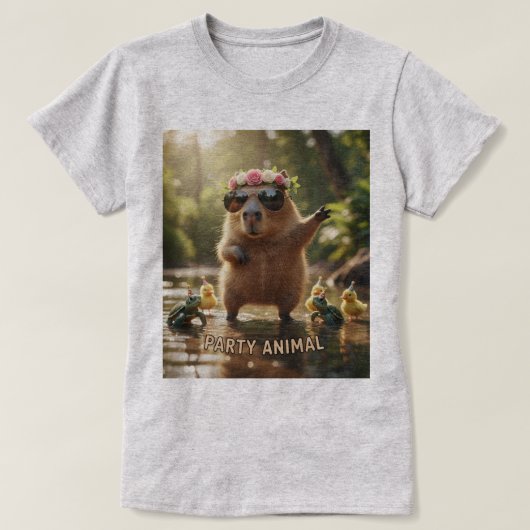 Capybara Feestbeest: Cute & Grappige Design T-shirt (Design voorkant)