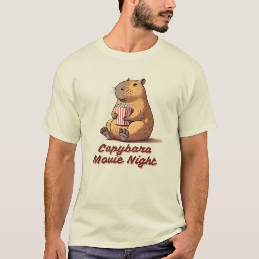 Capybara Film Nacht T-shirt - Chill Vibes alleen (Voorkant)