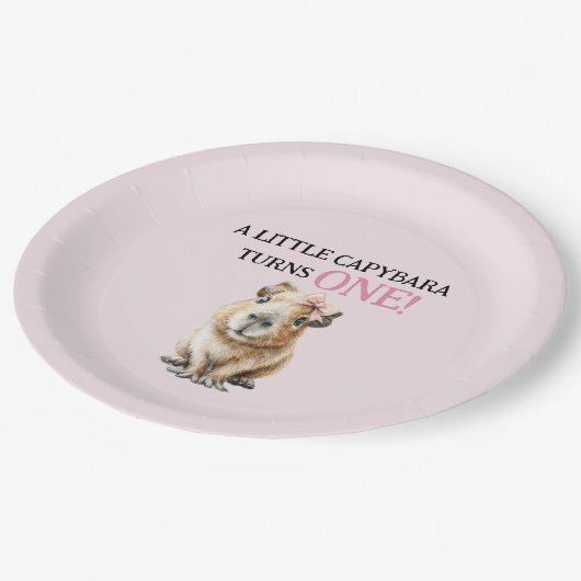 Capybara First Birthday Papieren Bordje (Gekanteld)