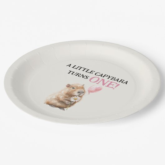 Capybara First Birthday Papieren Bordje (Gekanteld)