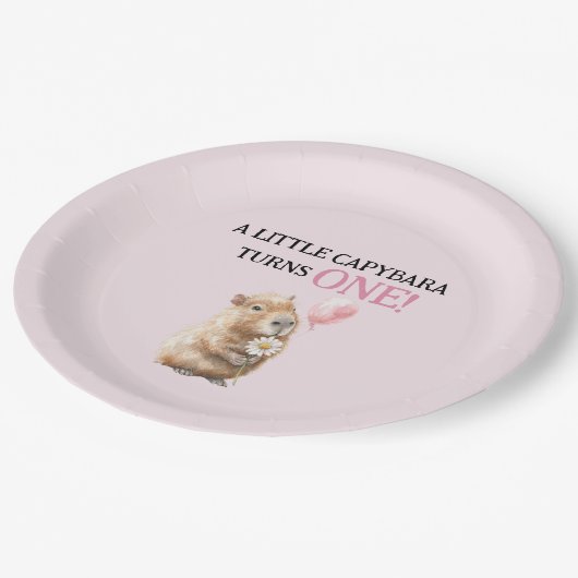 Capybara First Birthday Papieren Bordje (Gekanteld)