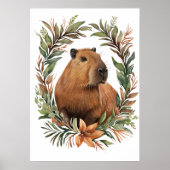 Capybara Floral Art Print (Voorkant)