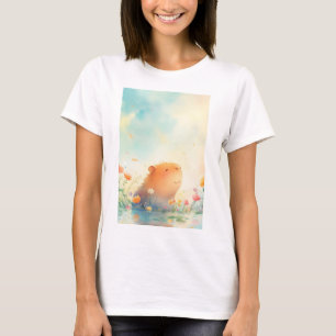 Capybara Flower Pond Retreat T-shirt
