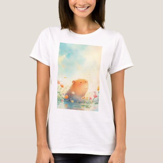 Capybara Flower Pond Retreat T-shirt (Voorkant)