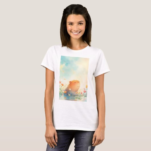 Capybara Flower Pond Retreat T-shirt (Voorkant volledig)