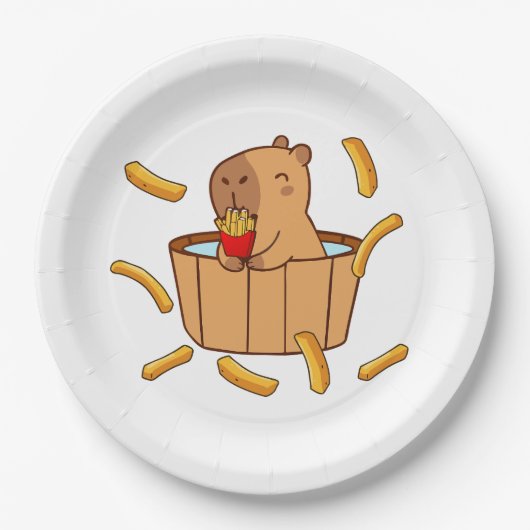 Capybara Fries Papier Bord | Grappig fastfoodfeest (Voorkant)