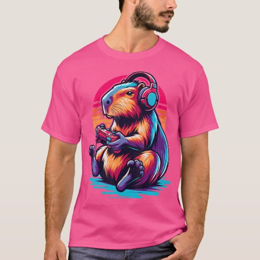 Capybara Funny Capybara Knaagdier Video Spelletjes T-shirt (Voorkant)