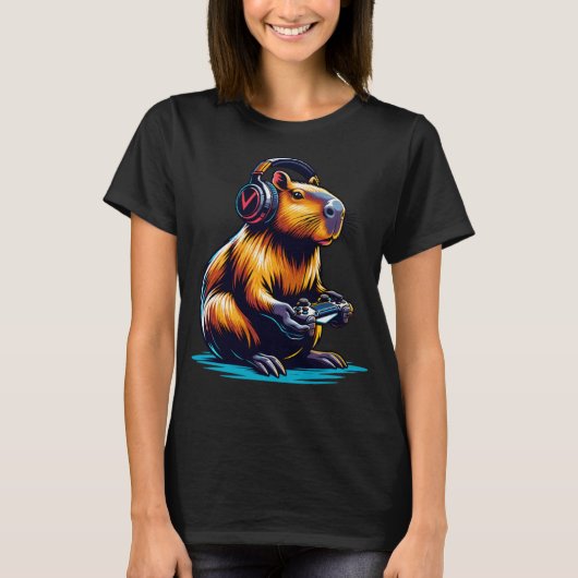 Capybara Funny Capybara Knaagdier & Videogames Lie T-shirt (Voorkant)