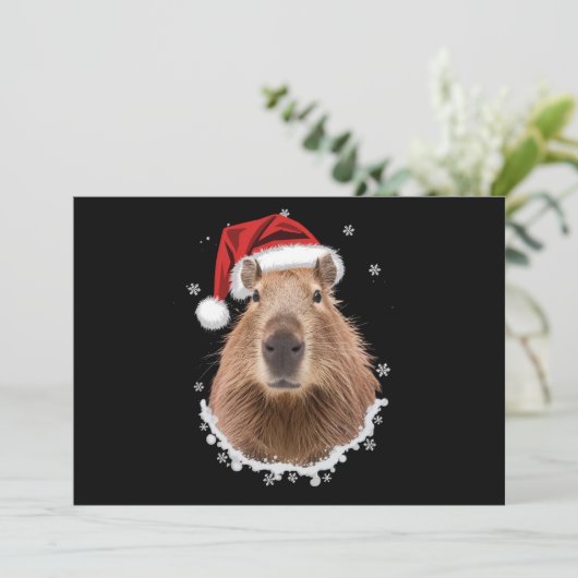 Capybara Funny Christmas Feestdagenkaart (Staand voorkant)