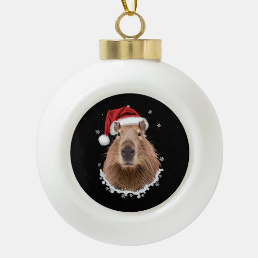 Capybara Funny Christmas Keramische Bal Ornament (Voorkant)