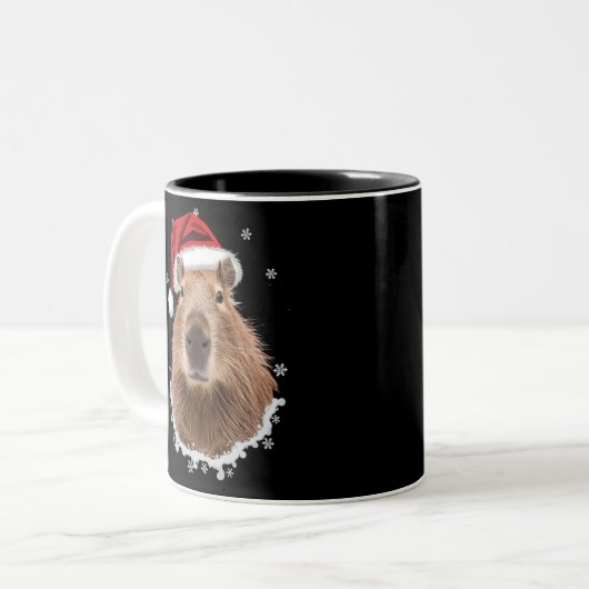 Capybara Funny Christmas Tweekleurige Koffiemok (Voorkant links)