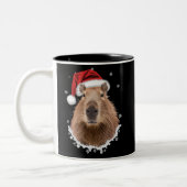 Capybara Funny Christmas Tweekleurige Koffiemok (Links)