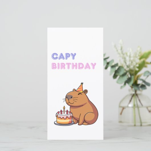 Capybara Funny Happy Birthday Kaart (Staand voorkant)