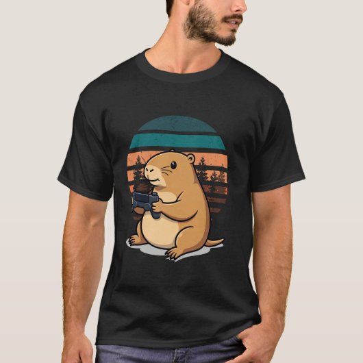 Capybara Funny Retro Videogames voor Kinderen Mann T-shirt (Voorkant)