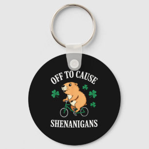 Capybara gaat shenanigans veroorzaken St. Patrick' Sleutelhanger