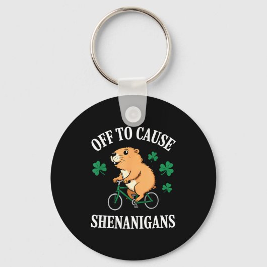 Capybara gaat shenanigans veroorzaken St. Patrick' Sleutelhanger (Voorkant)