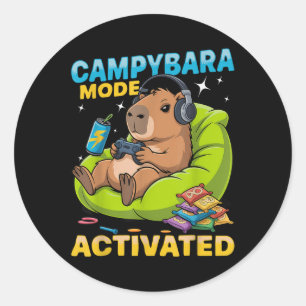 Capybara Gamer Gaming T-shirt_1.png Ronde Sticker