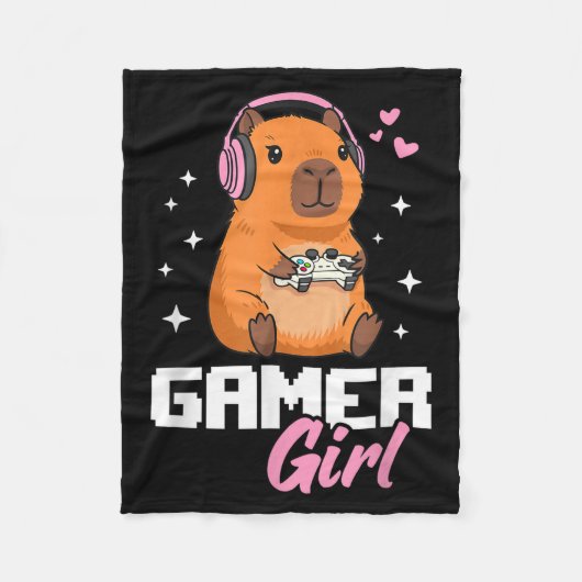 Capybara Gamer Girl Gaming  Fleece Deken (Voorkant)