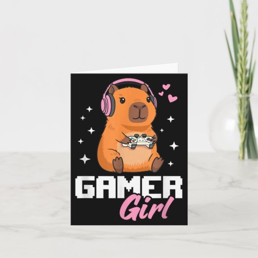 Capybara Gamer Girl Gaming  Kaart (Voorkant)