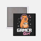 Capybara Gamer Girl Gaming  Magneet (Voorkant / Achterkant)
