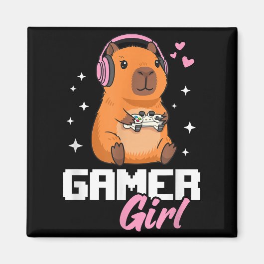 Capybara Gamer Girl Gaming  Magneet (Voorkant)