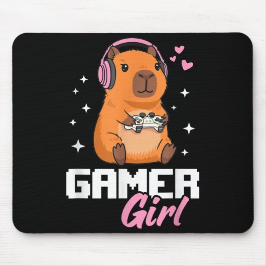 Capybara Gamer Girl Gaming Muismat (Voorkant)
