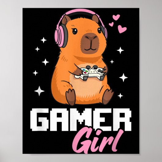 Capybara Gamer Girl Gaming  Poster (Voorkant)