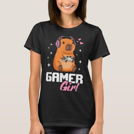 Capybara Gamer Girl Gaming  T-shirt (Voorkant)