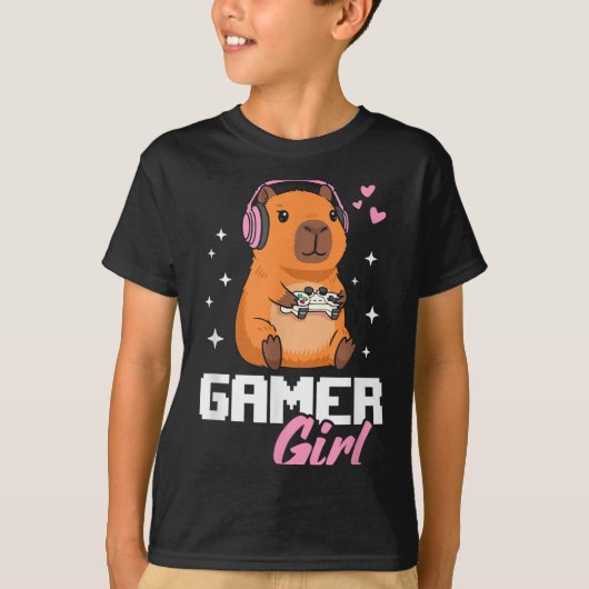 Capybara Gamer Girl Gaming T-shirt (Voorkant)