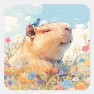 Capybara Gelukzalig Geluk Vierkante Sticker