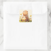 Capybara Geniet van het Leven Vierkante Sticker (Tas)