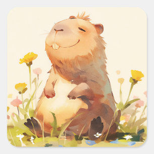 Capybara Geniet van het Leven Vierkante Sticker