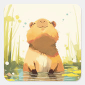 Capybara Genieten van het water Vierkante Sticker (Voorkant)