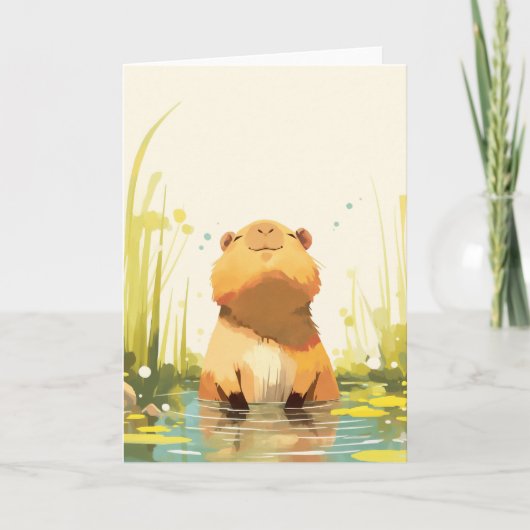 Capybara Genietend van het Water Kaart (Voorkant)