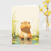 Capybara Genietend van het Water Kaart (Gele Bloem)