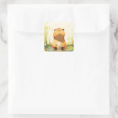Capybara Genietend van het Water Vierkante Sticker (Tas)