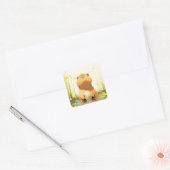 Capybara Genietend van het Water Vierkante Sticker (Envelop)