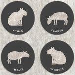 Capybara Gepersonaliseerd Onderzetter Set<br><div class="desc">Een leuk capybara ontwerp voor dierenvrienden. Wijzig de namen of voeg uw eigen tekst toe om deze te personaliseren. Originele kunst van Nic Squirrell.</div>