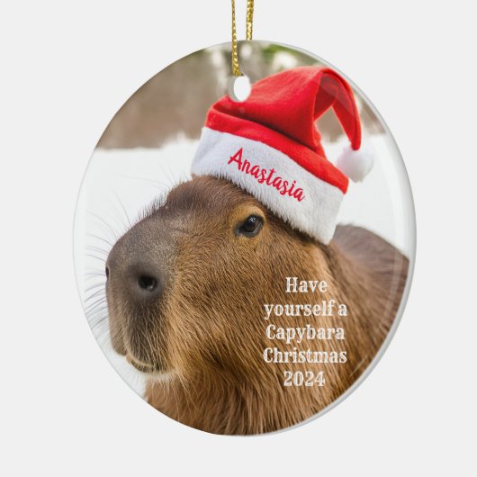 Capybara gepersonaliseerde kerst ornament (Links)