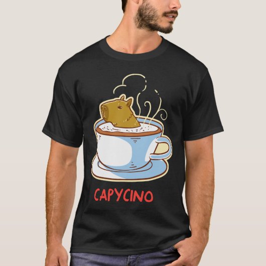 Capybara geschenken, capycino, cappuccino koffie, t-shirt (Voorkant)
