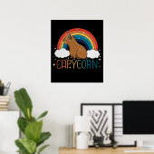 Capybara Gift Girls Unicorn Rainbow Capybara Poster (Thuiskantoor)