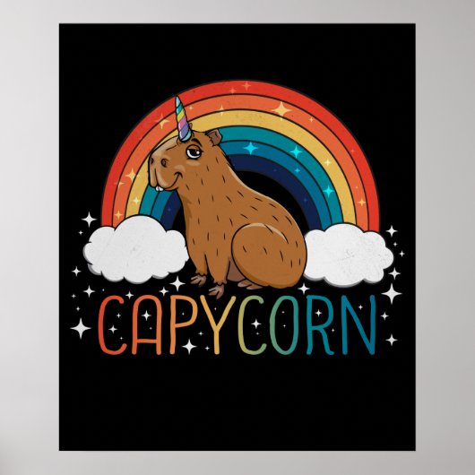 Capybara Gift Girls Unicorn Rainbow Capybara Poster (Voorkant)