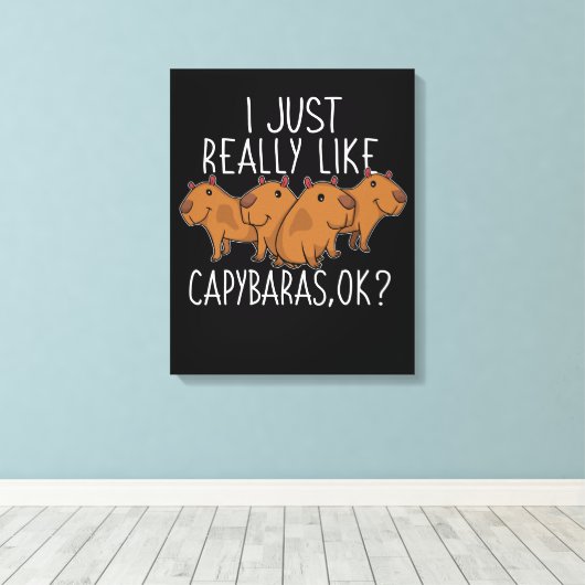 Capybara Gift Kinder Women Cute Capybara Canvas Afdruk (Insitu (Houten vloer))