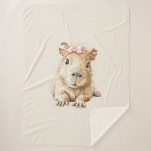 Capybara Girl Watercolor Sherpa Blanket • Nursery Deken